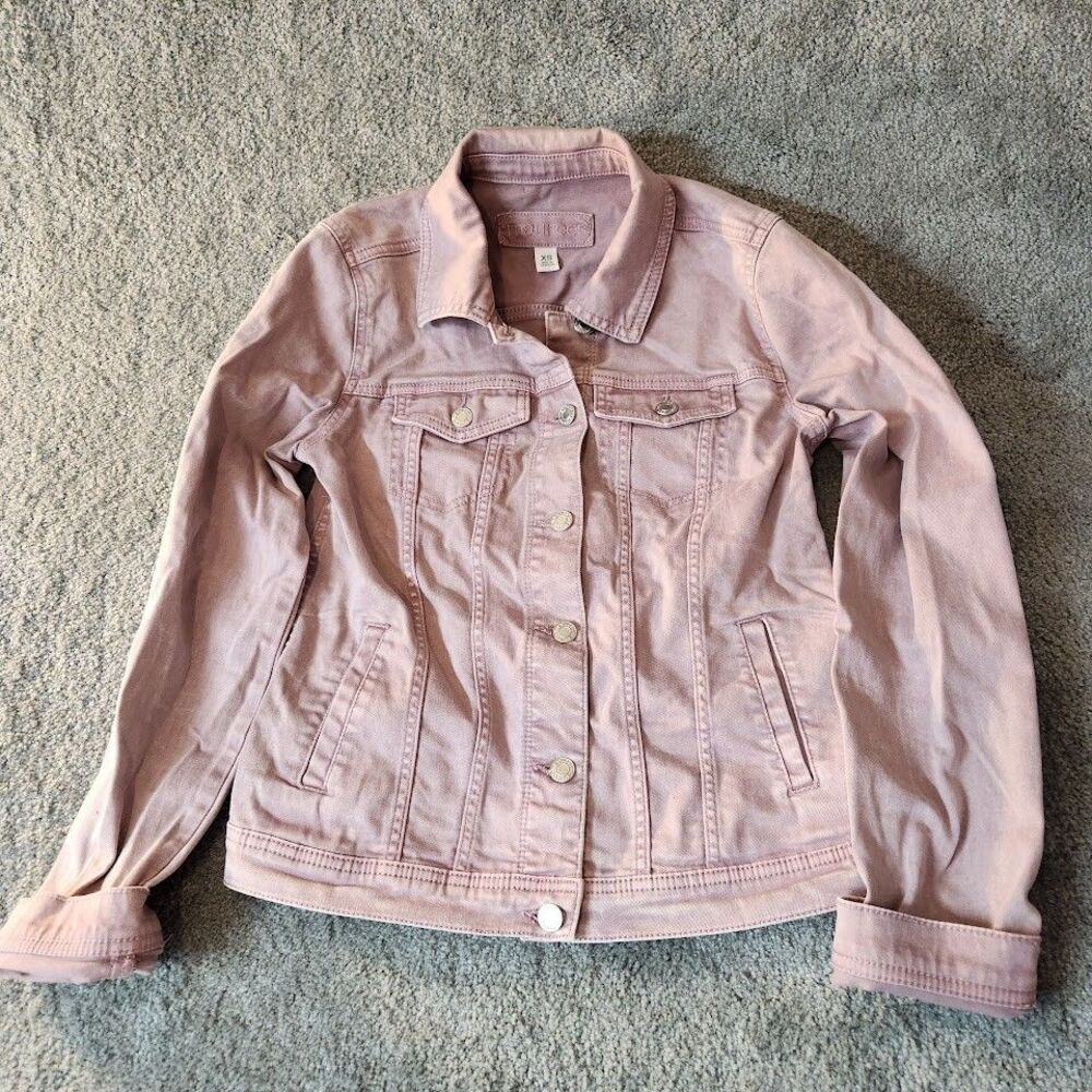 Maurices Denim Jacket Womens XS Light Purple Long Sleeve Button Down